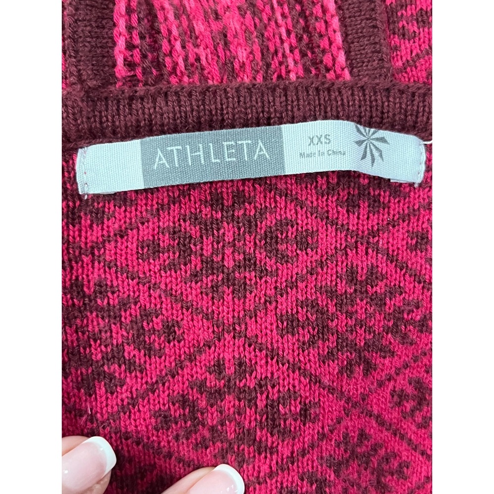 Athleta‎ Pink Burgundy Wool Blend Hooded Long Cardigan Sweater XXS - Picture 7 of 8